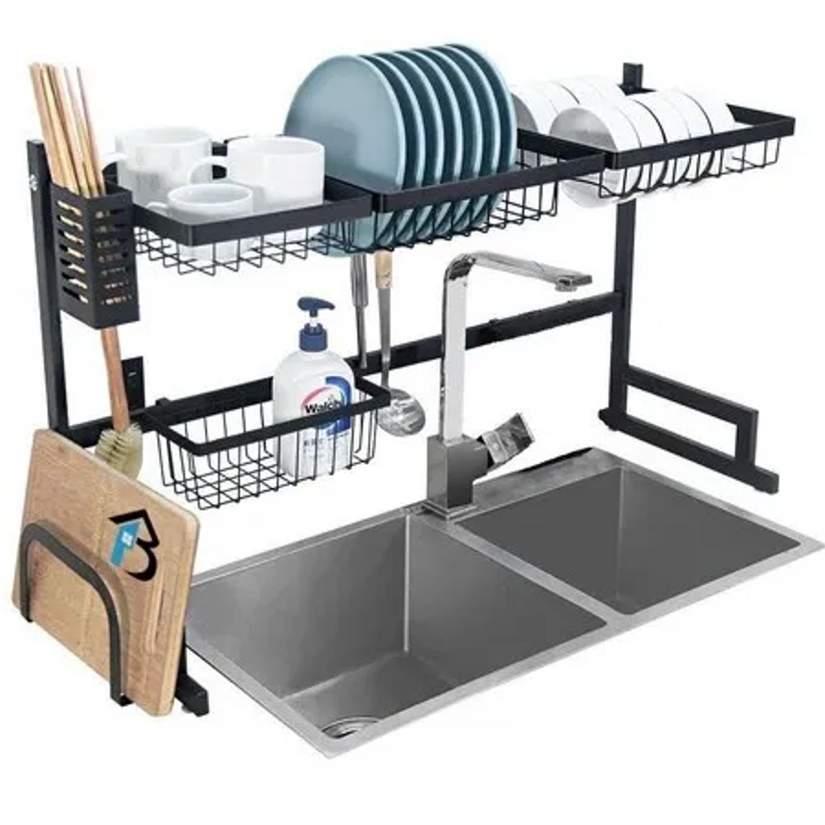GENERICO - Escurridor De Platos Secado Multiuso Acero Inxidable 87cm Negro