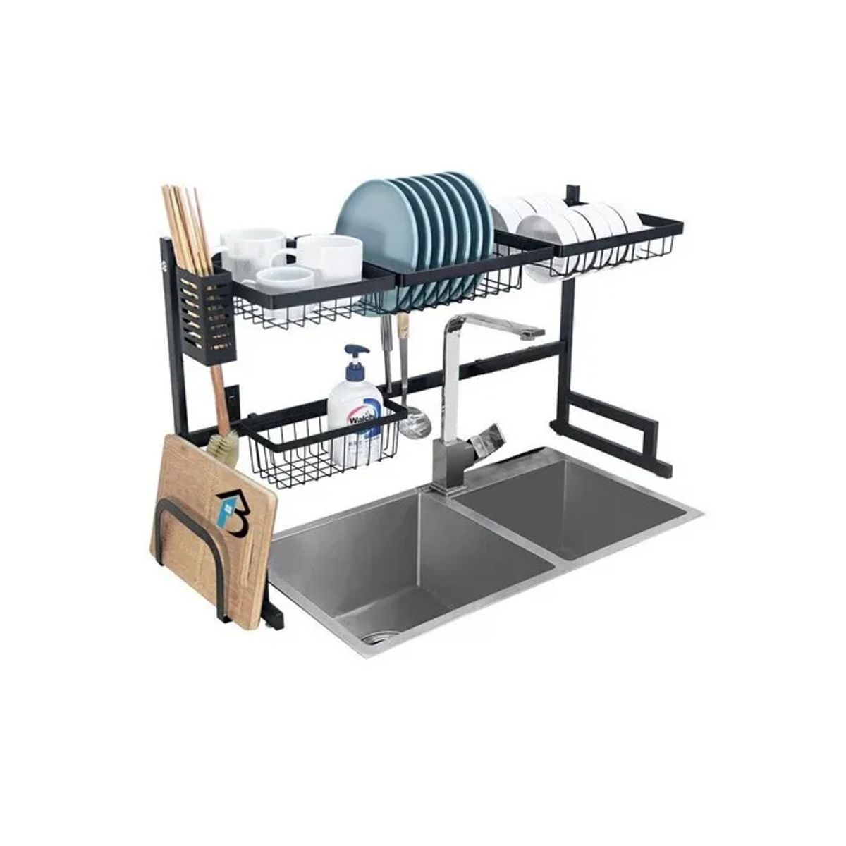 GENERICO - Escurridor De Platos Secado Multiuso Acero Inxidable 87cm Negro