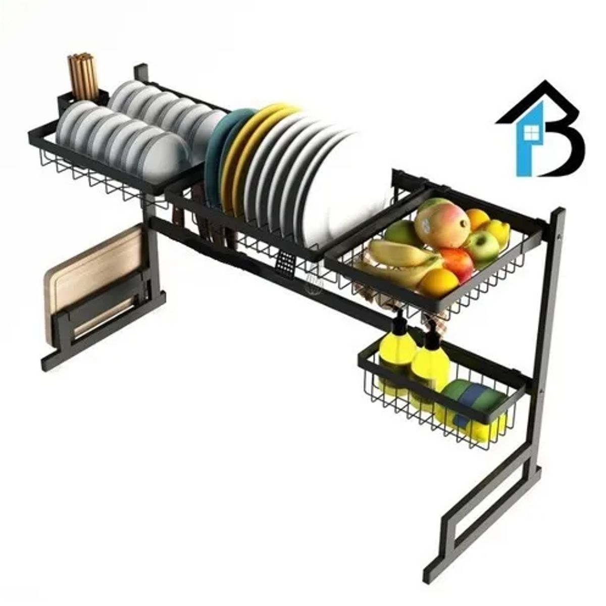 GENERICO - Escurridor De Platos Secado Multiuso Acero Inxidable 87cm Negro