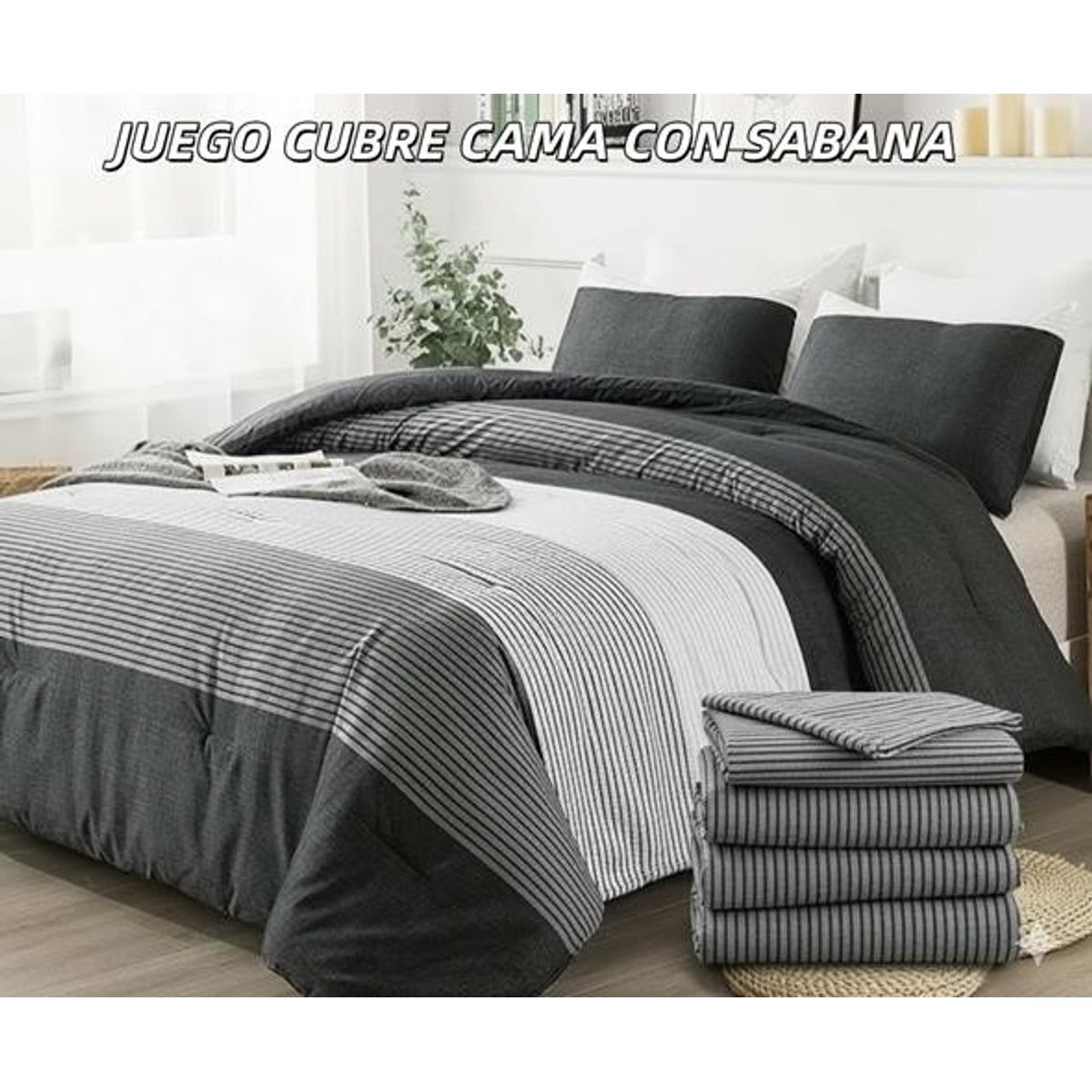 GENERICO - Cobertor tipo Quilts de Verano + Juego de sabanas 2,5 plazas