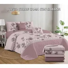 GENERICO - Cobertor tipo Quilts de Verano + Juego de sabanas 2,5 plazas