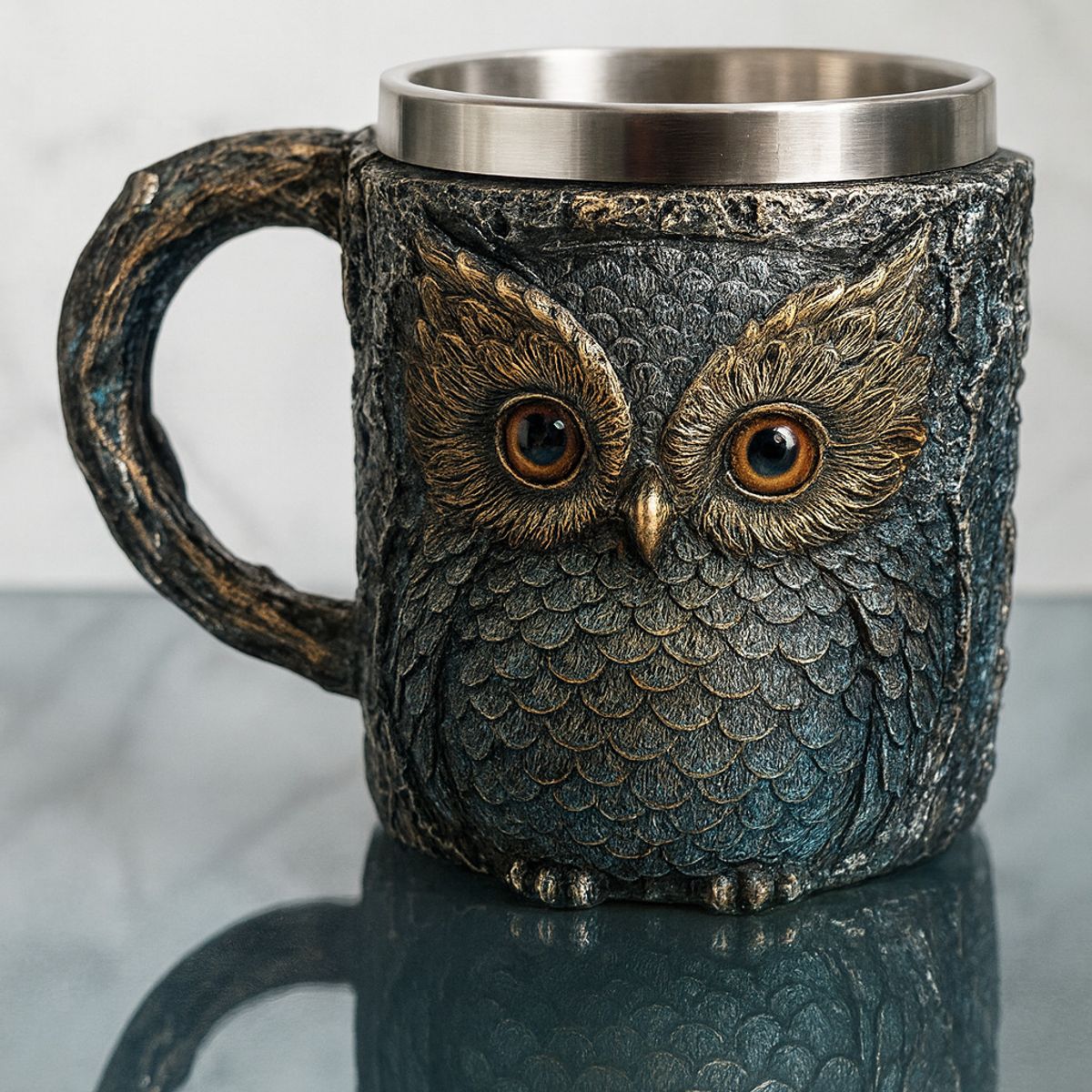 GENERICO - Tazon - Taza Termica De Acero con Diseño de Buho en 3D