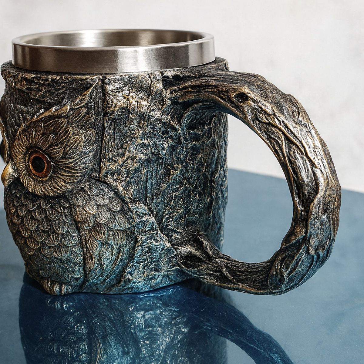 GENERICO - Tazon - Taza Termica De Acero con Diseño de Buho en 3D