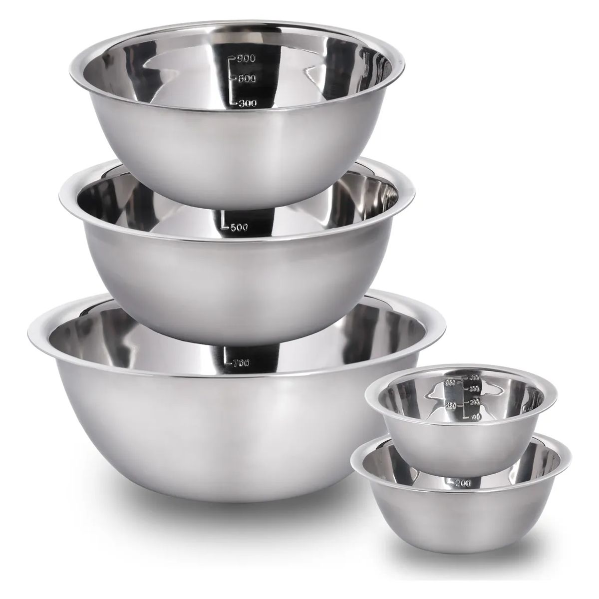 GENERICO - Pack 5 Bowl Pocillo Acero Inoxidable Reposteria Cocina Plateado