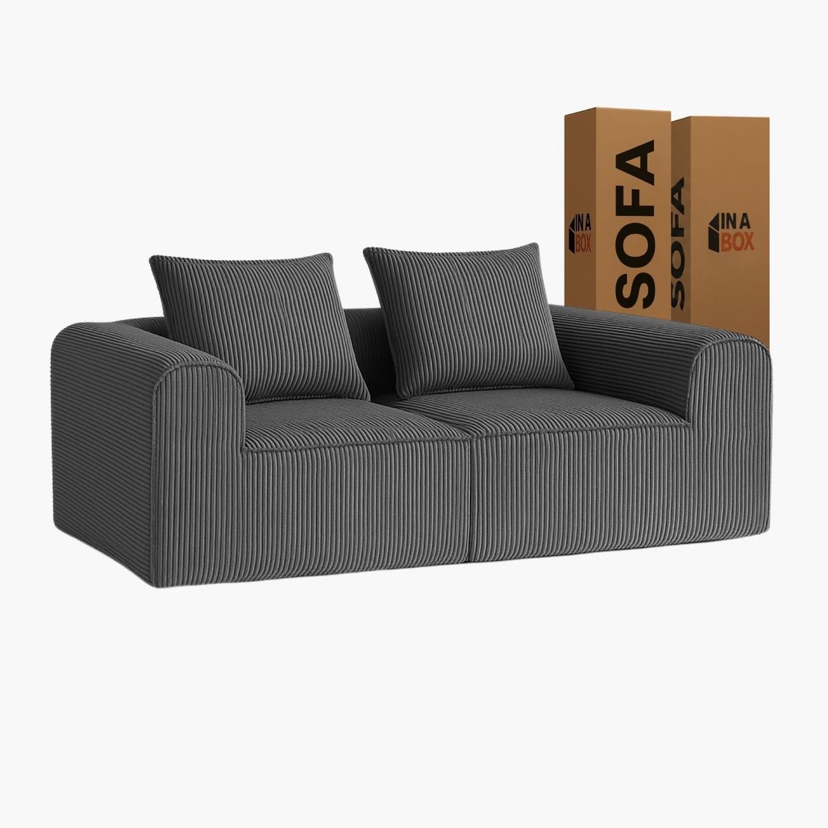 SOFA IN A BOX - Sofa Loop 2 Cuerpos - Espuma comprimida - 194X57X97 Azul grafito A13