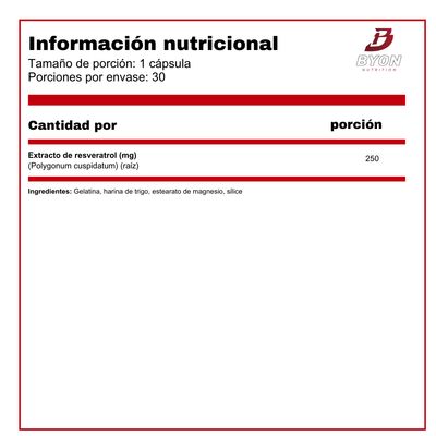 Imagen 2 del producto Resveratrol 250 mg 30 cápsulas