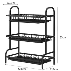 GENERICO - Secaplato Eoland Escurridor Negro Inoxidable Secador Plato Losa 3 Nivel Acero Rejilla Seca Loza