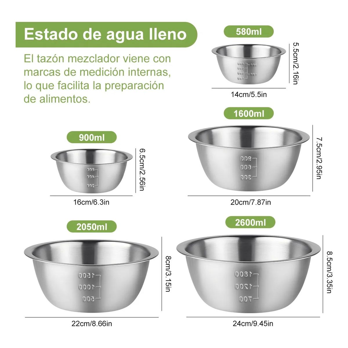 GENERICO - 5pc Bowl Pocillo Acero Inoxidable Reposteria Cocina Platead Plateado