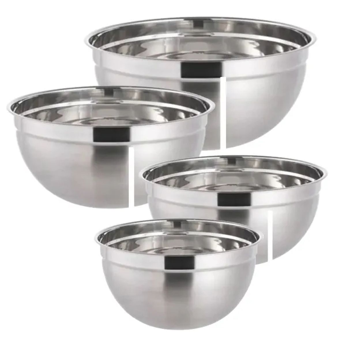 GENERICO - Pack 4 Bowls Repostería Cocina Ensaladas 20-24-28-32 Cm Plateado