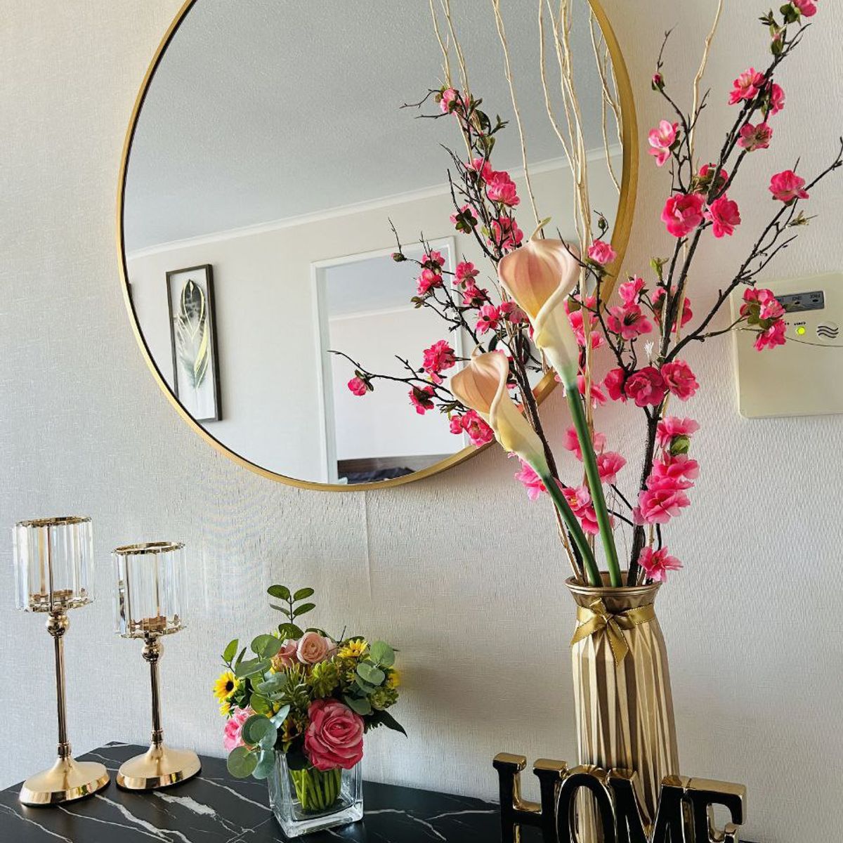 DEKAM DISEÑO - Espejo Redondo Dorado 80 Cms