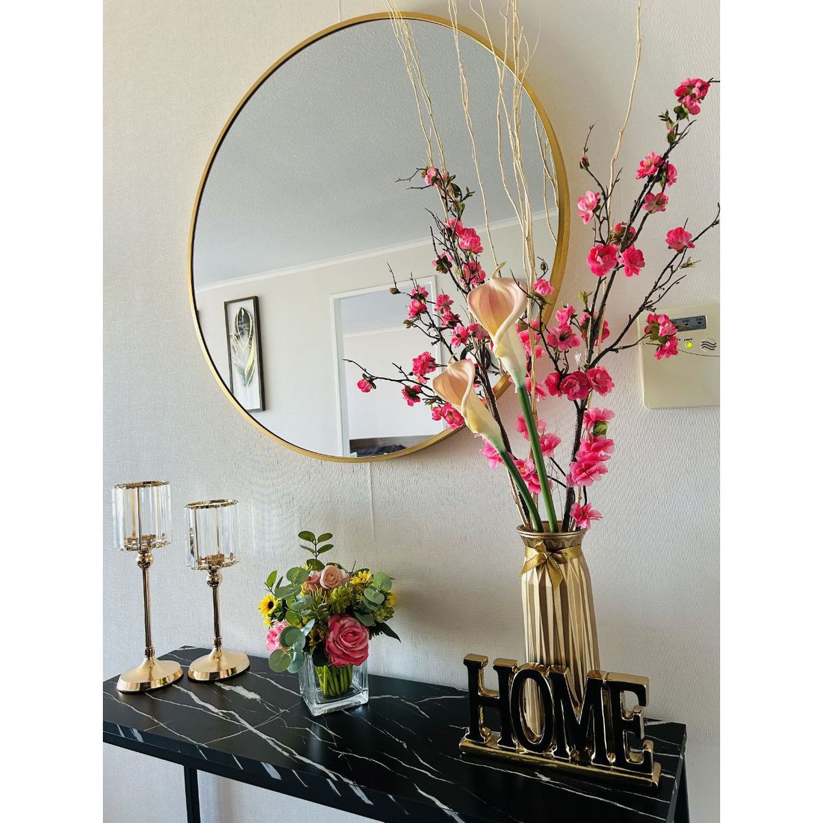 DEKAM DISEÑO - Espejo Redondo Dorado 80 Cms