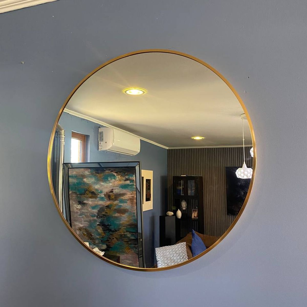 DEKAM DISEÑO - Espejo Redondo Dorado 80 Cms