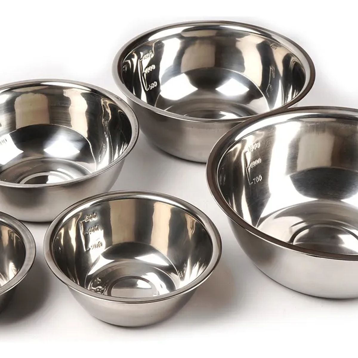 GENERICO - Pack 5 Bowl Pocillo Acero Inoxidable Reposteria Cocina Plateado
