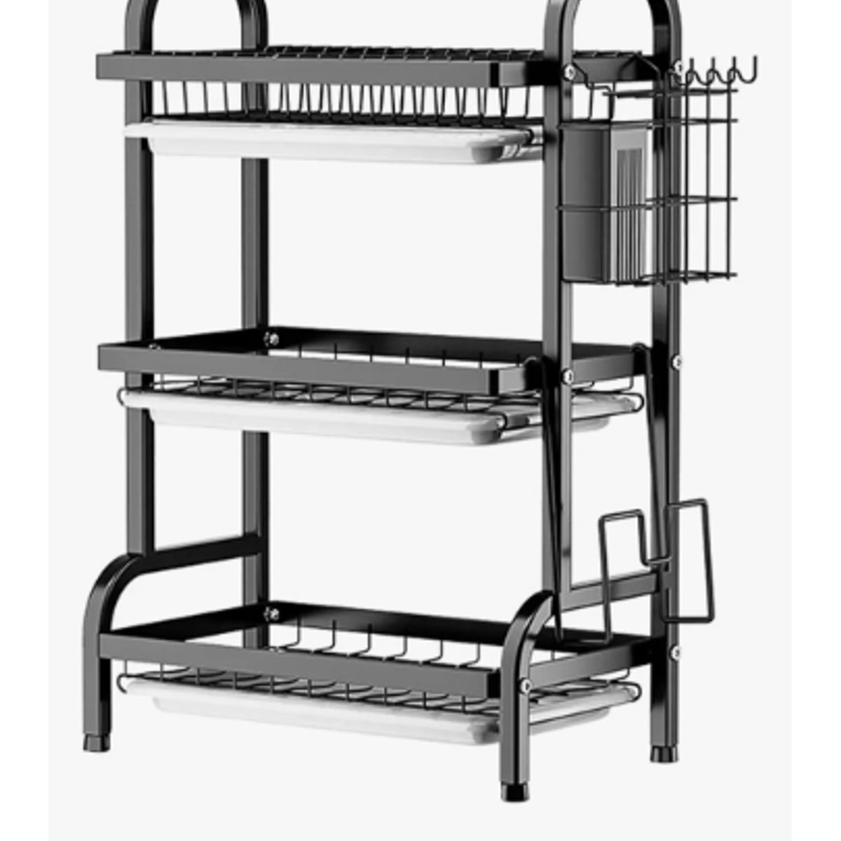 GENERICO - Escurridor De Loza Platos De Acero Inoxidable De 3 Niveles Negro
