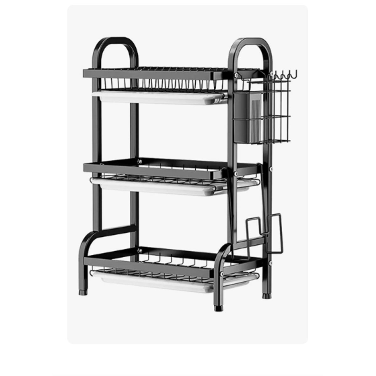 GENERICO - Escurridor De Loza Platos De Acero Inoxidable De 3 Niveles Negro