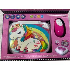 GENERICO - COMPUTADORA EDUCATIVA BILINGUE CON PANTALLA PARA NIÑAS COLOR ROSA CON DISEÑO UNICORNIO ARCOIRIS WYM