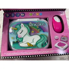 GENERICO - COMPUTADORA EDUCATIVA BILINGUE CON PANTALLA PARA NIÑAS COLOR ROSA CON DISEÑO UNICORNIO WYM