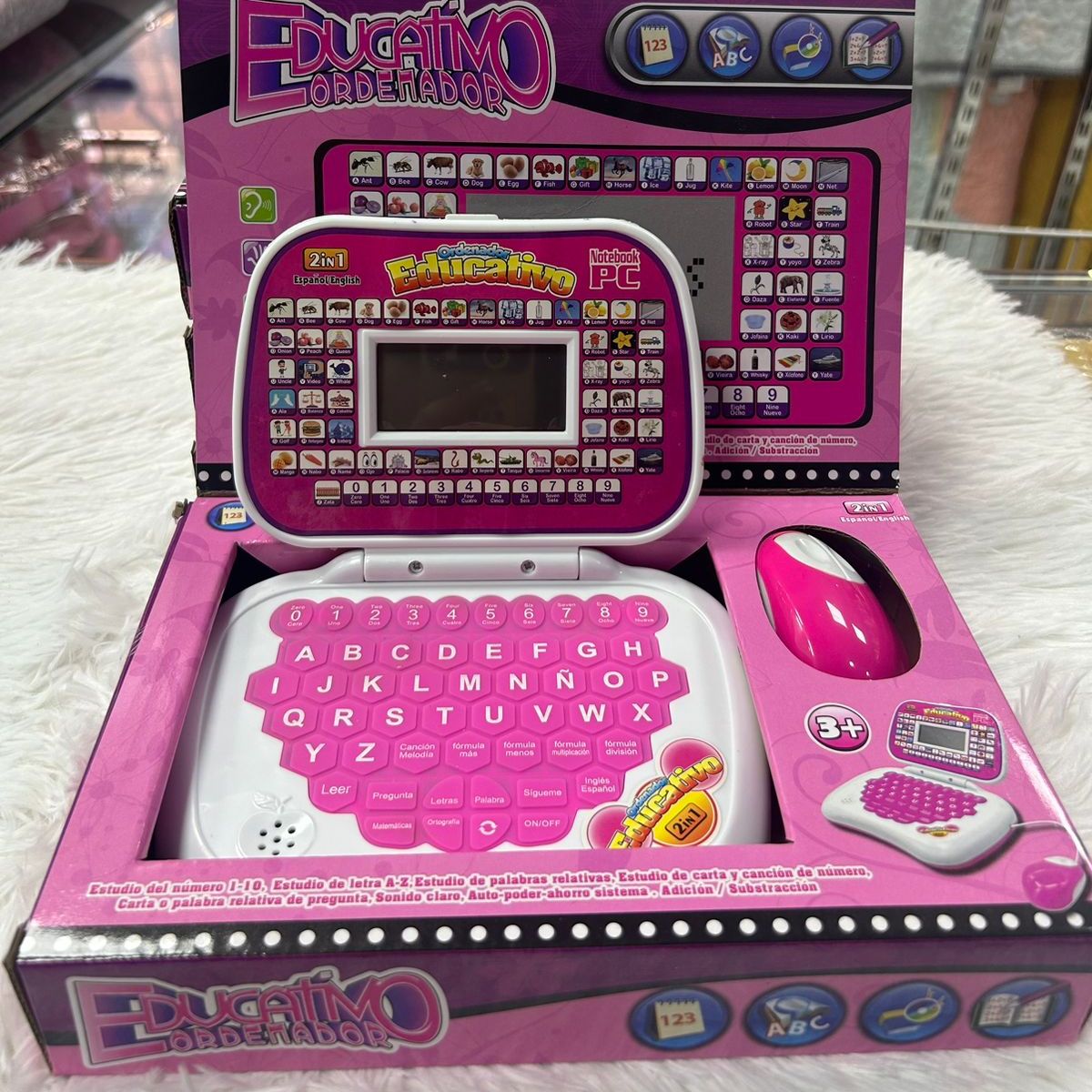 GENERICO - COMPUTADORA EDUCATIVA BILINGUE CON PANTALLA PARA NIÑAS COLOR ROSA CON DISEÑO PRINCESA SIRENA WYM