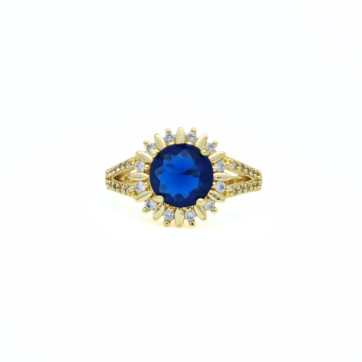 JOYAS LANDEROS - Anillo Roset Azul enchapado en oro de 18k