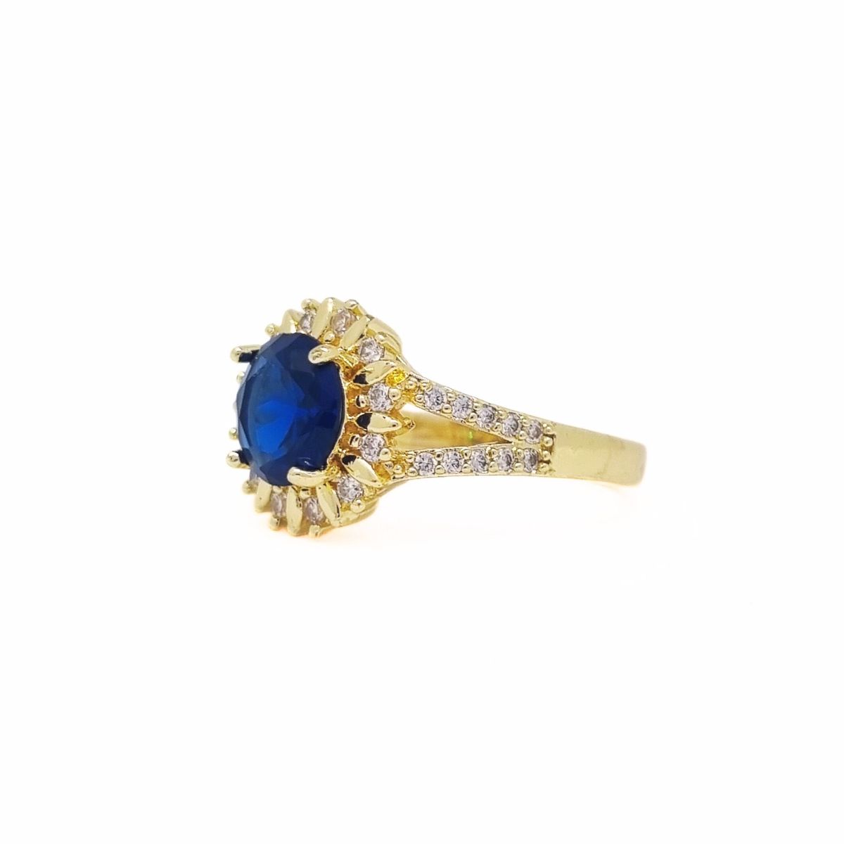 JOYAS LANDEROS - Anillo Roset Azul enchapado en oro de 18k