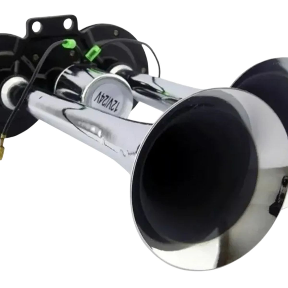 GENERICO - Bocinas Aire Doble Eléctrica 12v 24v Cromada Camión Trompeta