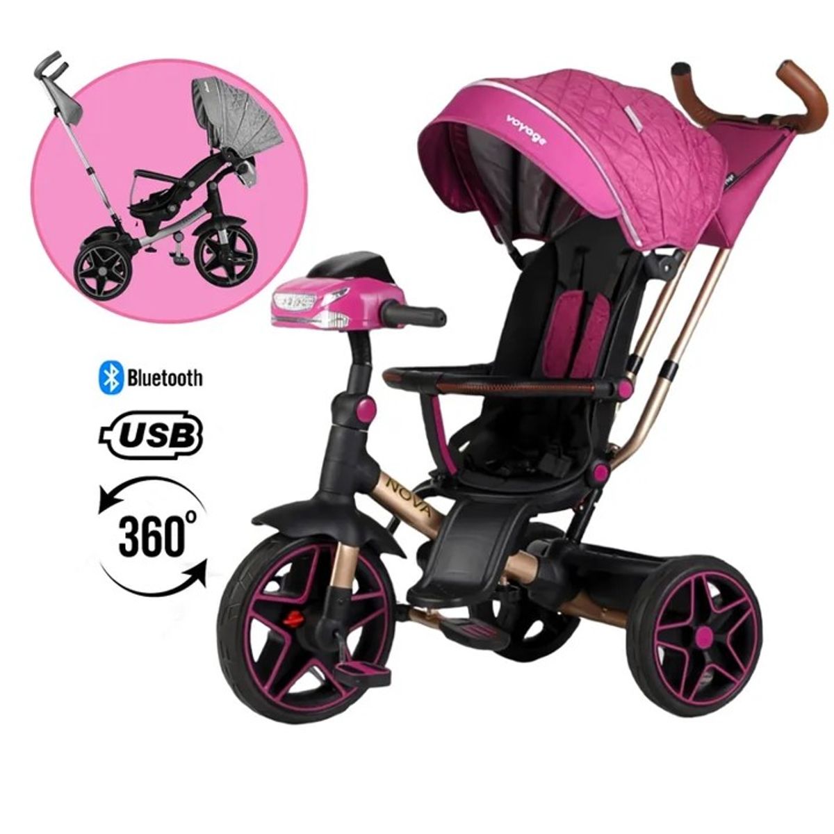 VOYAGE - Triciclo Giratorio Nova Fucsia