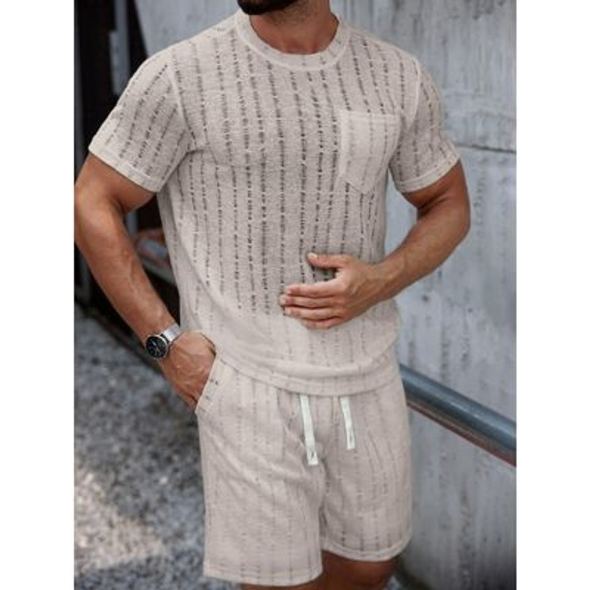 LIKE SHOP - Conjunto Hombre Short y Polera Texturado Tendencia Urbana 6163