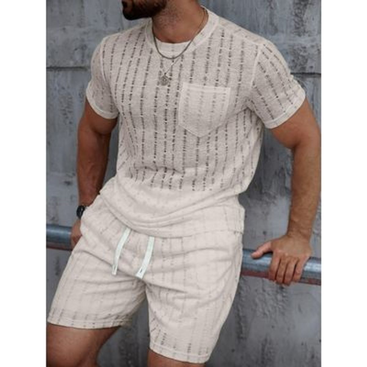 LIKE SHOP - Conjunto Hombre Short y Polera Texturado Tendencia Urbana 6163