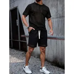 LIKE SHOP - Conjunto Hombre Short y Polera Texturado Tendencia Urbana 6163