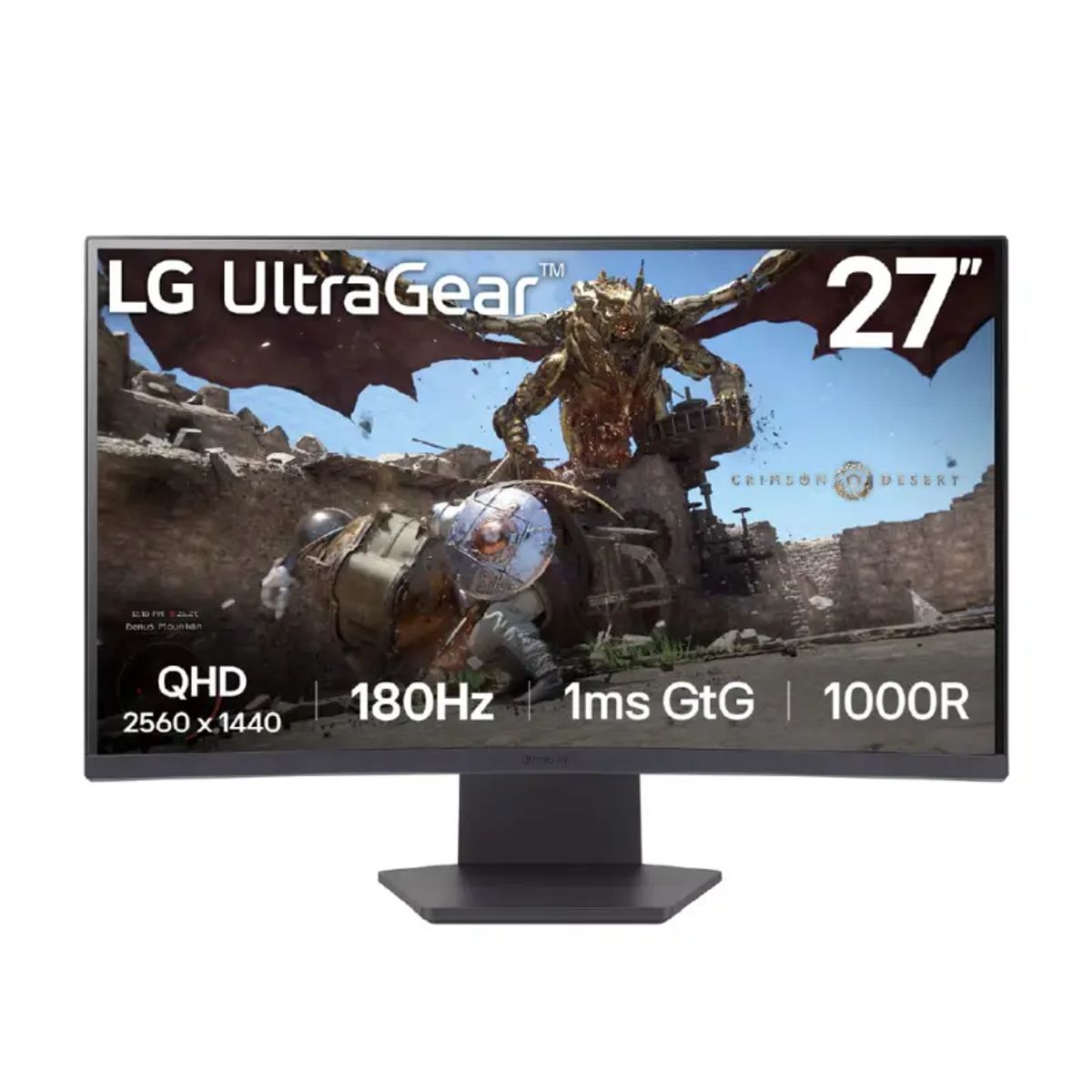 LG - Monitor Gamer LG UltraGear 27GS60QC-B, 27″ QHD Curvo 1000R, 180 Hz, VA