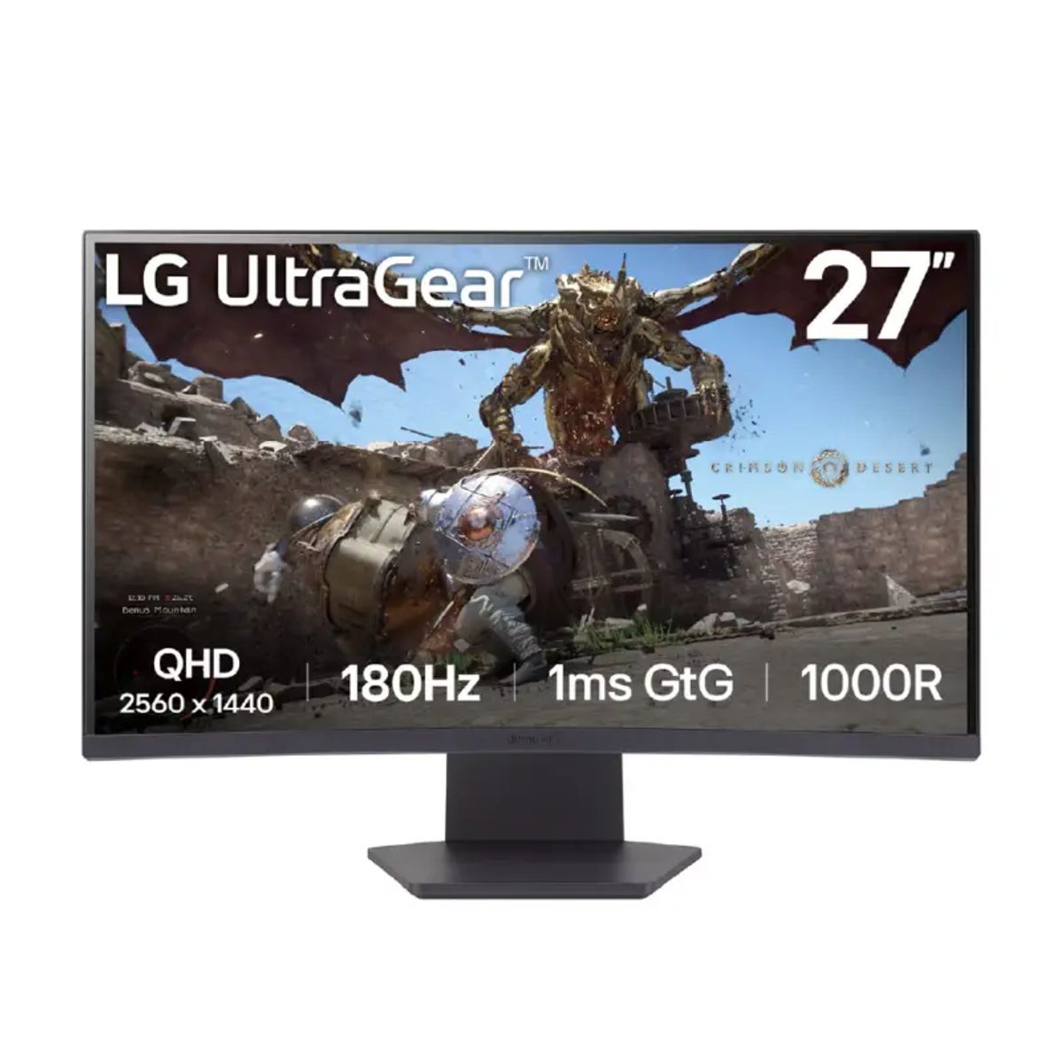 LG - Monitor Gamer LG UltraGear 27GS60QC-B, 27″ QHD Curvo 1000R, 180 Hz, VA