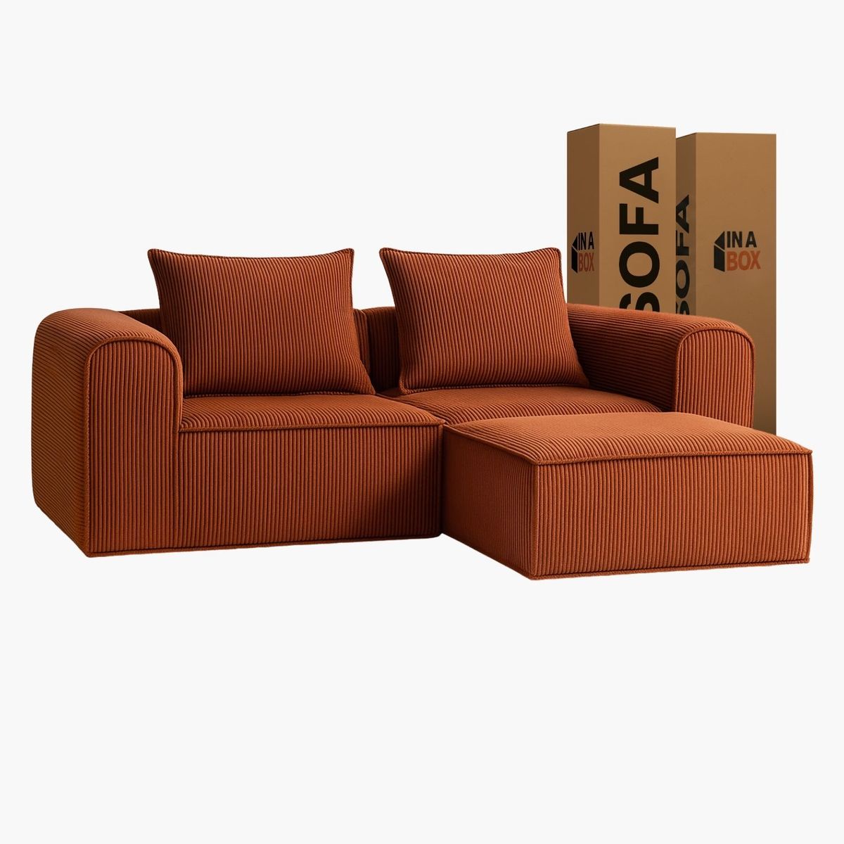 SOFA IN A BOX - Sofa Loop 2 Cuerpos + Pouf - Espuma comprimida - 194X57X170 Terracota T134