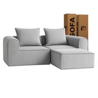 Sofa Loop 2 Cuerpos + Pouf - Espuma comprimida - 194X57X170 Gris Claro G134