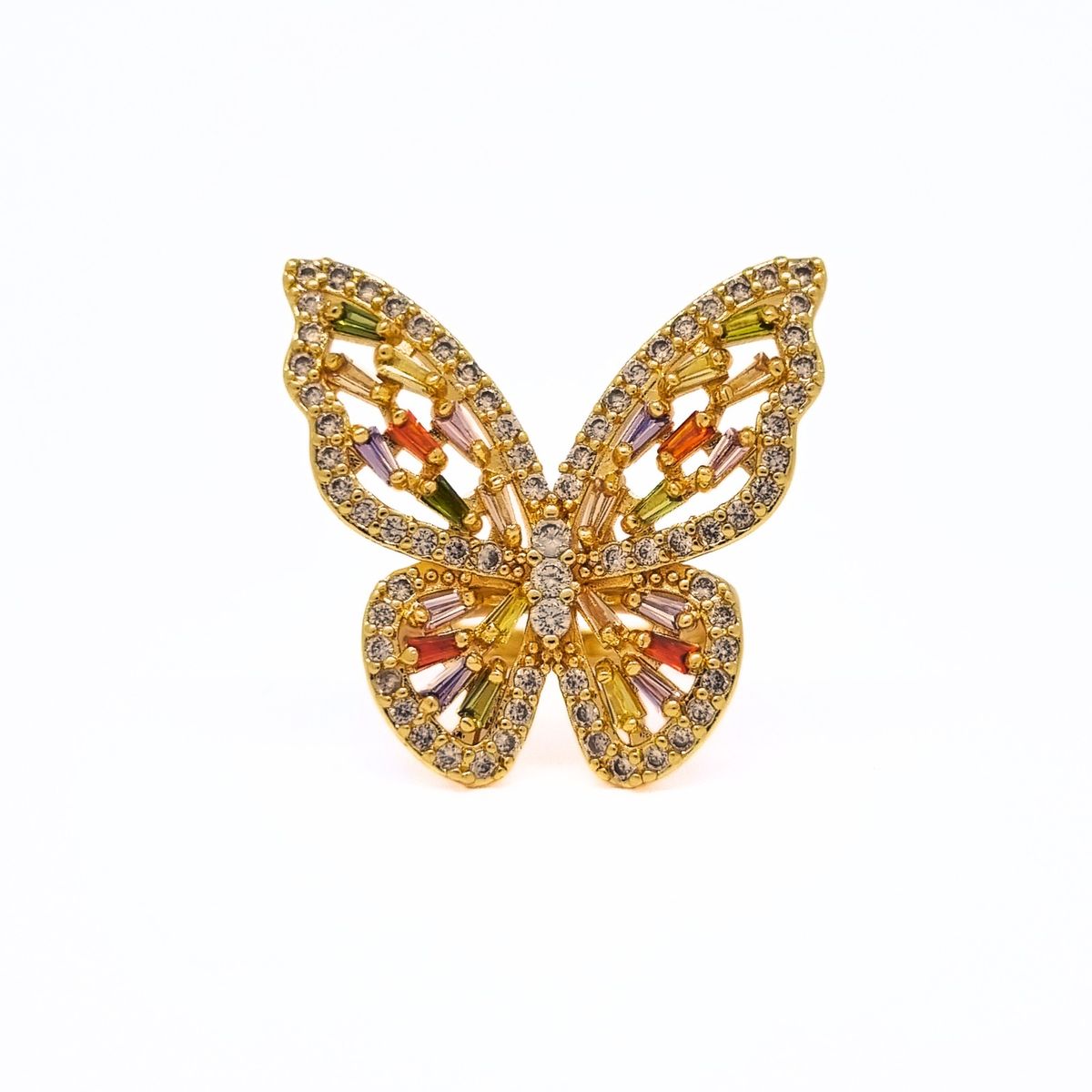 JOYAS LANDEROS - Anillo Mariposa Multicolor 28mm enchapado en oro de 18k