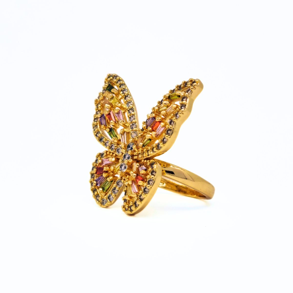 JOYAS LANDEROS - Anillo Mariposa Multicolor 28mm enchapado en oro de 18k
