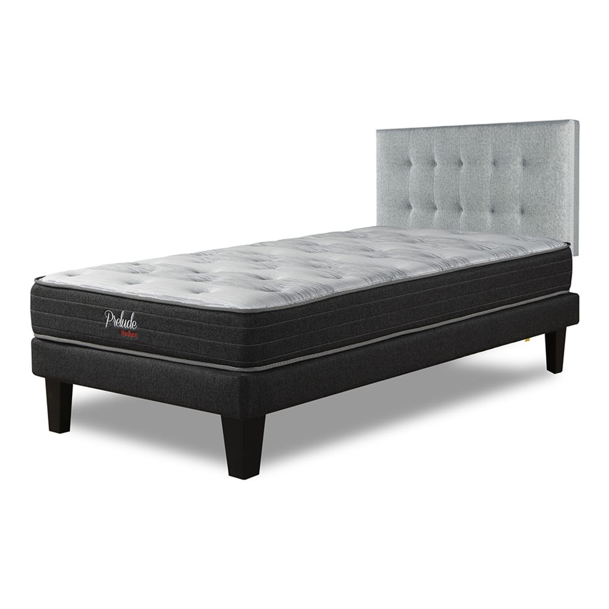 PRELUDE - Cama Europea Prelude Radiant Respaldo Urban Plata 1.5 pza