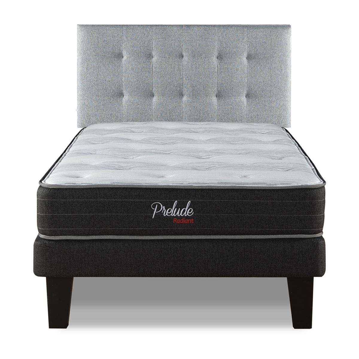 PRELUDE - Cama Europea Prelude Radiant Respaldo Urban Plata 1.5 pza