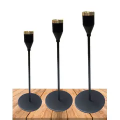GENERICO - Set Porta vela Negro Metalico Ji25-106