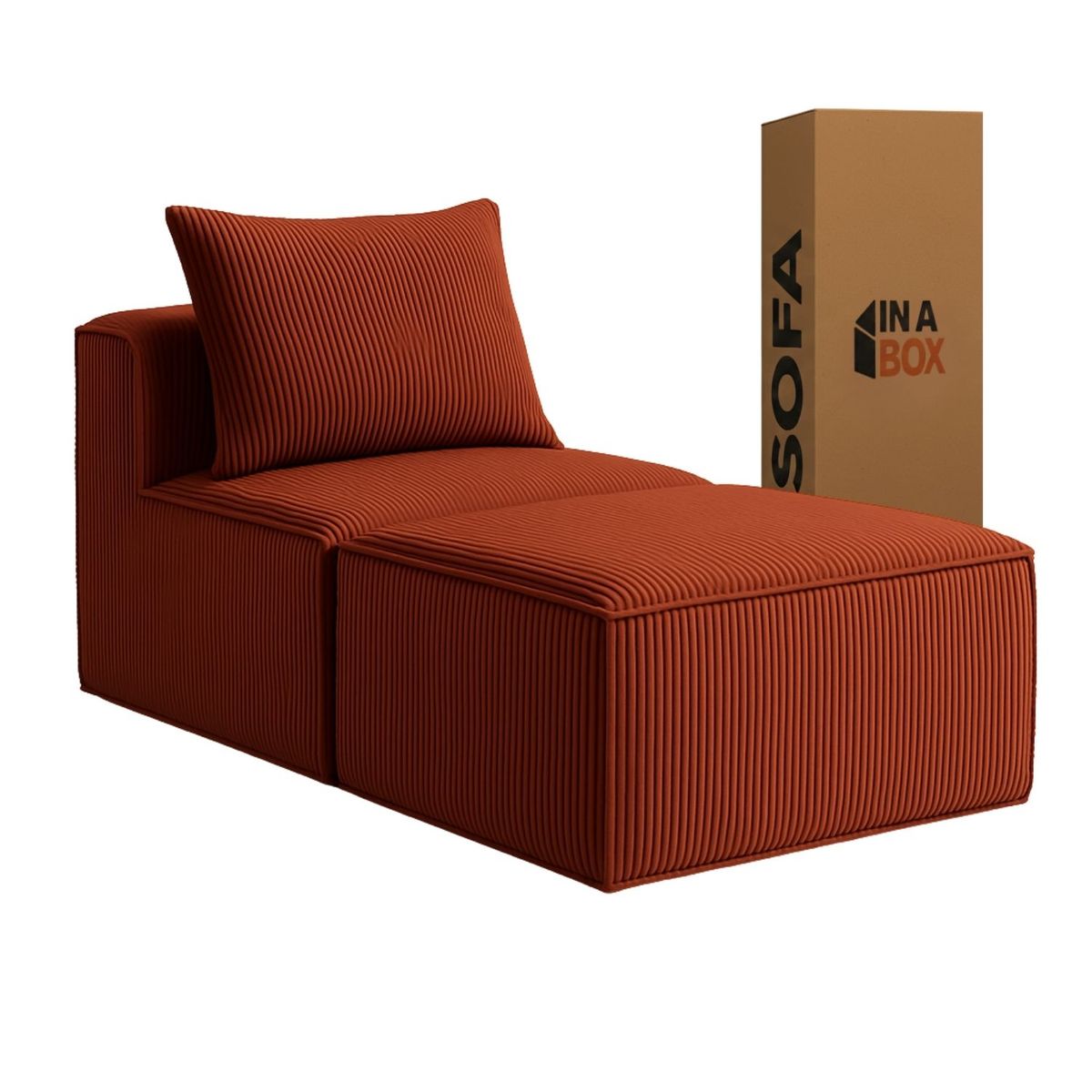 SOFA IN A BOX - Sillon Loop 1 cuerpo + Pouf - Espuma comprimida - 76X57X164 Terracota T24