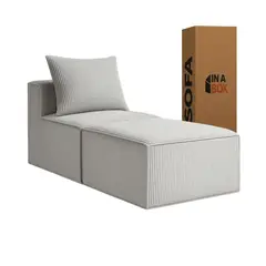 SOFA IN A BOX - Sillon Loop 1 cuerpo + Pouf - Espuma comprimida - 76X57X164 Gris Claro G24