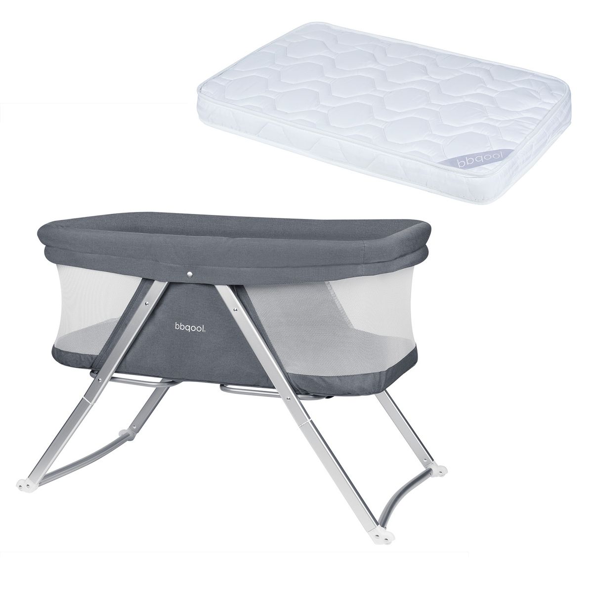 BBQOOL - Cuna Moisés Portátil Dreams Gris + Colchón