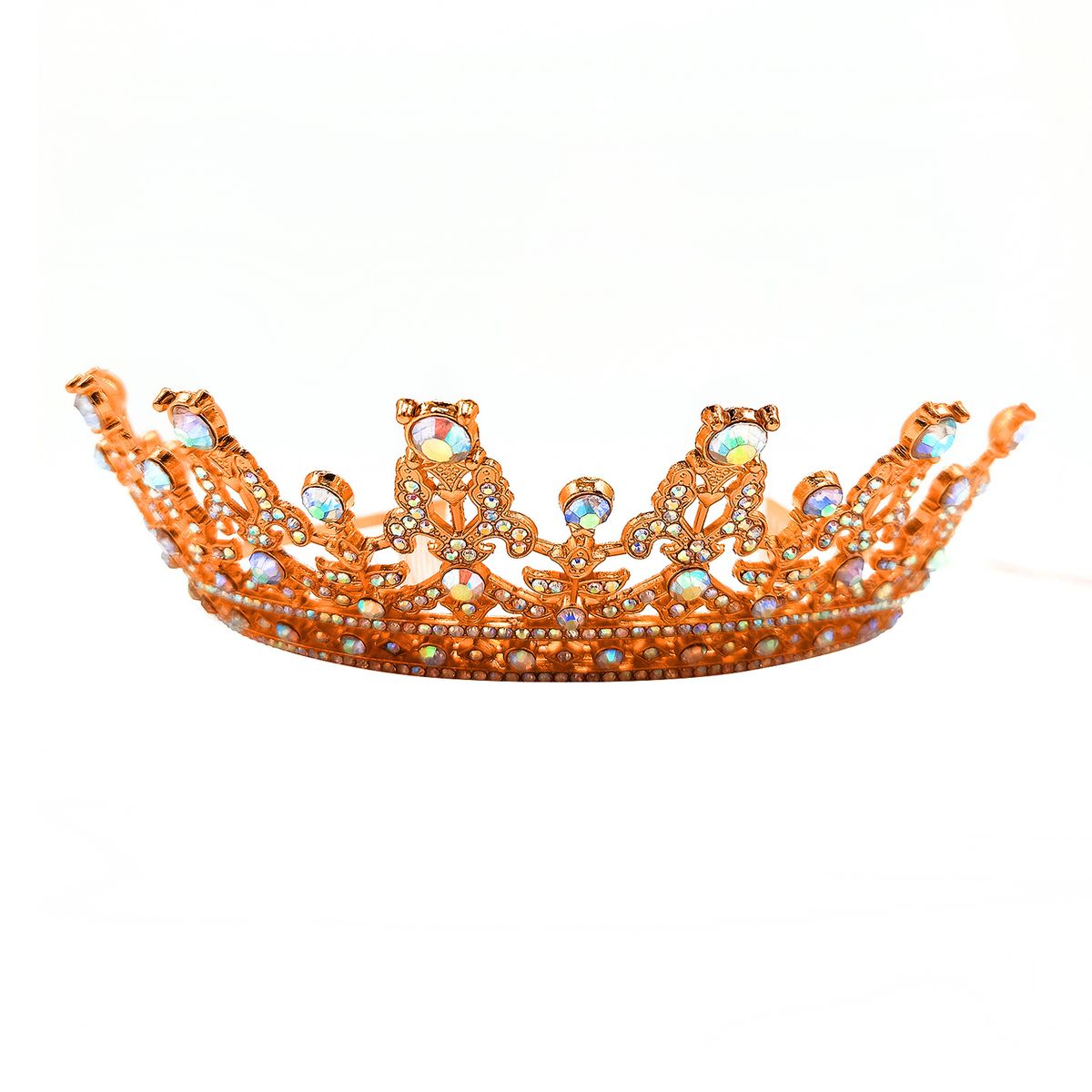 GENERICO - CORONA TIARA METALICA REINA ROSE GOLD X1UNI