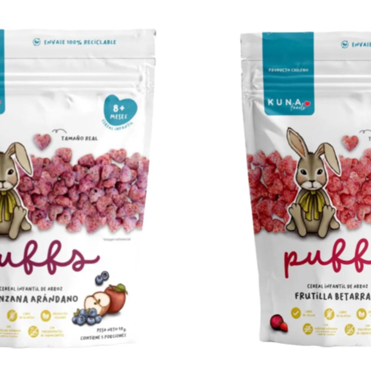 KUNA FOODS - 2u Mix Puffs familiar manzana - arandano y frutilla - betarraga kuna foods 50gr cu