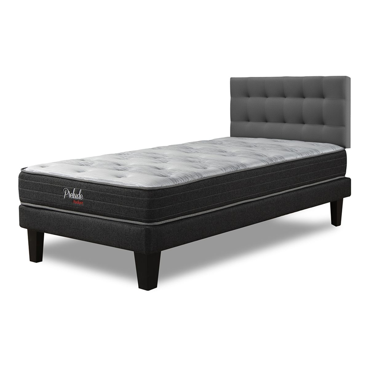 PRELUDE - Cama Europea Prelude Radiant Respaldo Urban Gris 1.5 pza