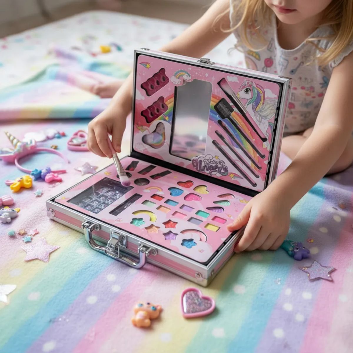 GENERICO - Juego De Maquillaje Para Niñas + 40 Accesorios Unicornio