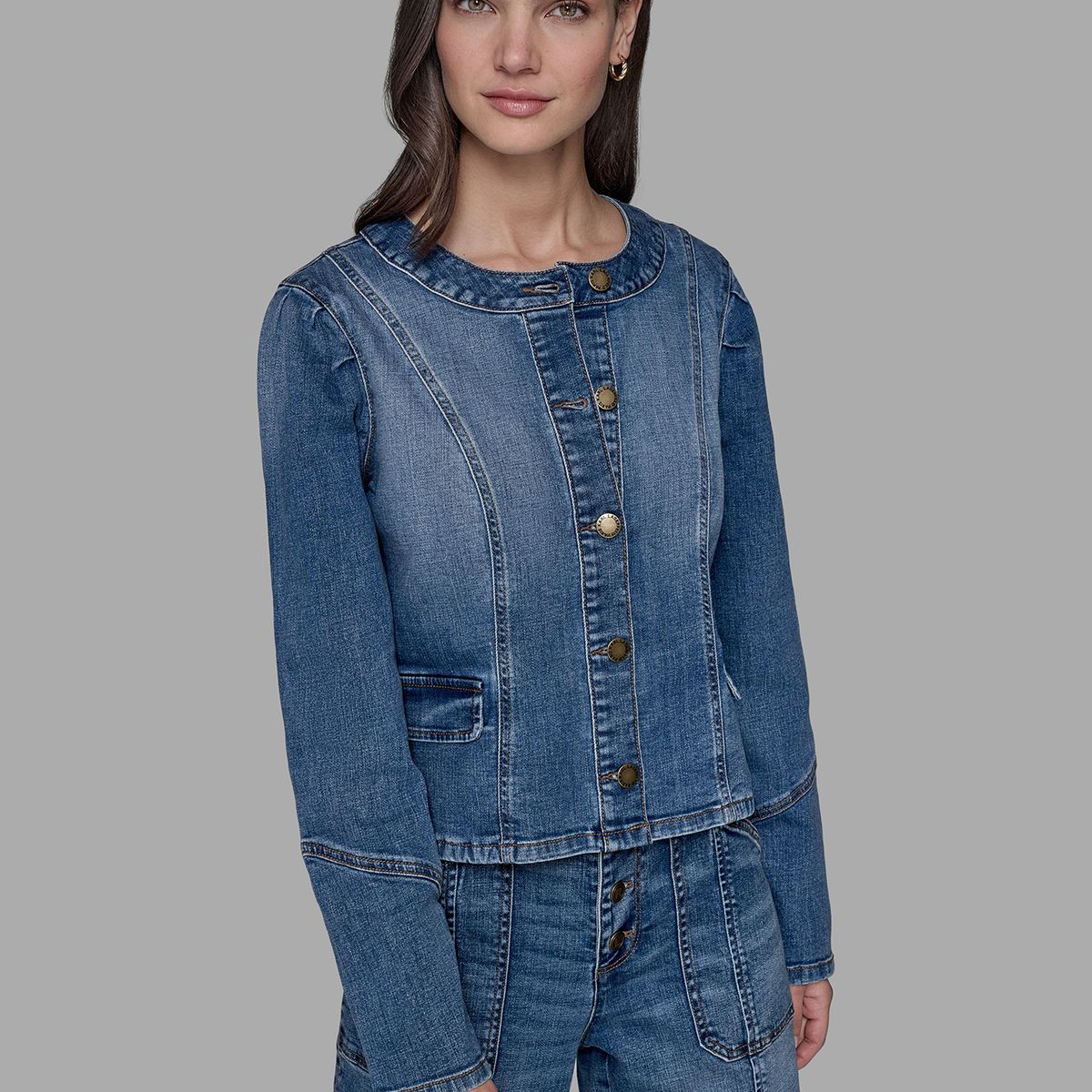 KARL LAGERFELD - Chaqueta denim con cuello redondo