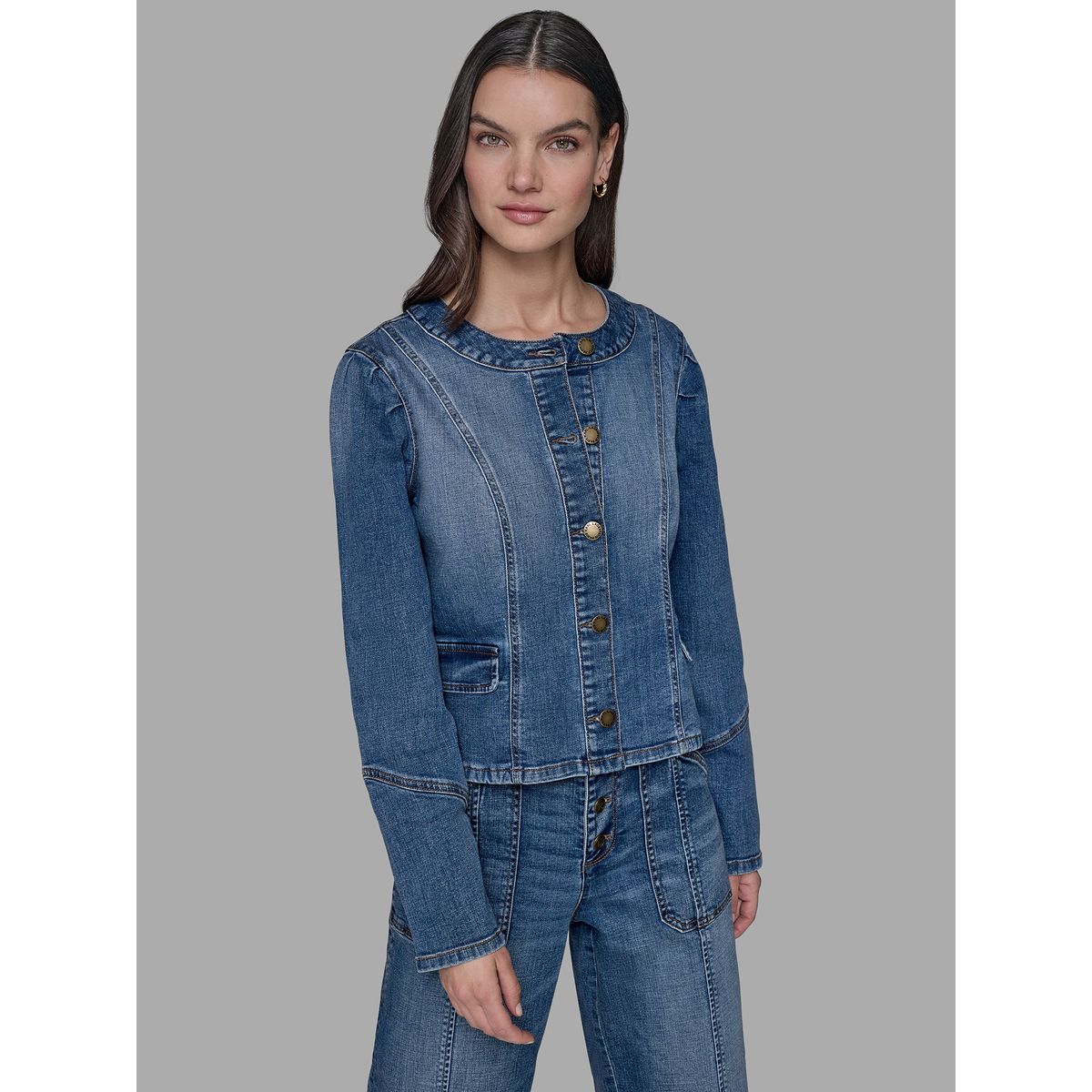 KARL LAGERFELD - Chaqueta denim con cuello redondo