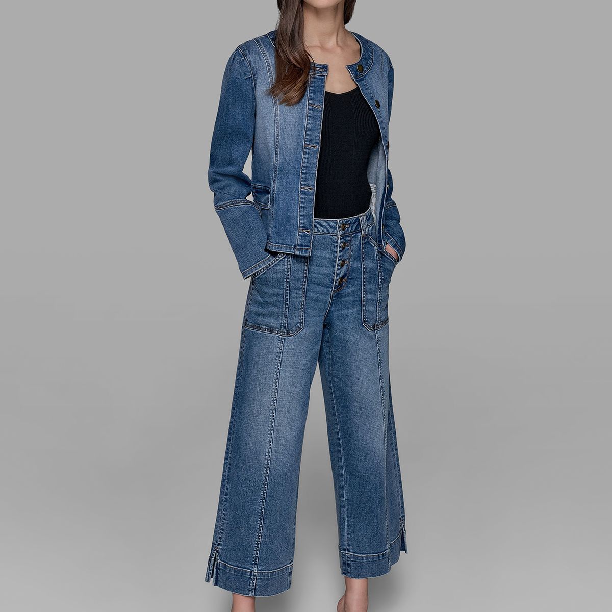 KARL LAGERFELD - Chaqueta denim con cuello redondo