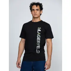 KARL LAGERFELD - Polera con logo de efecto metálico