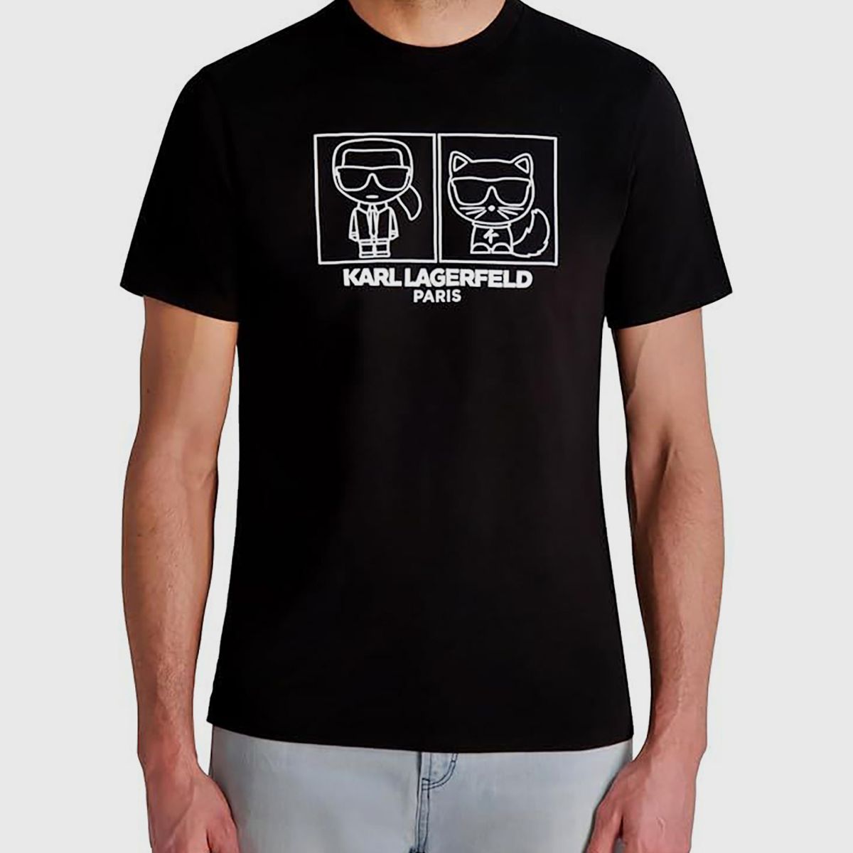 KARL LAGERFELD - Polera con estampado de Karl y Choupette